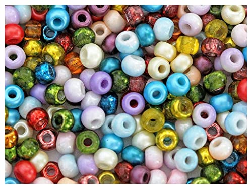 Estrella Pony Beads, 5.5mm, 200 Stück, Tschechische Gepresste Glasperlen in Form Einer Walze mit einem Großen Loch, Mega Mix (Multicolored) von SCARA BEADS GET INSPIRED