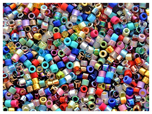 Miyuki Delica Beads, 10/0, 20g, Japanische Gepresste Glasperlen in Form eines Zylinders 2.2x1,6mm mit einem 1,0mm Loch, Mix (Multicolored) von SCARA BEADS GET INSPIRED