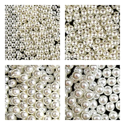 Set Original Tschechische Runde, Weiße Perle, Glasperlen 3mm, 4mm, 6mm, 8mm. Insgesamt 275+ von SCARA BEADS GET INSPIRED