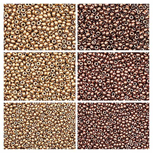Set aus 6x20gr Tschechische Runde Glasperlen, Rocailles 8/0, 9/0 und 10/0, Zwei Farben: Aztekisches Gold und Vintage Kupfer. Insgesamt 120 gramm. Schmuckherstellung Set. Set aus 6x20gr Tschechische Runde Glasperlen, Rocailles 8/0, 9/0 und 10/0, Zwei Farben: Aztekisches Gold und Vintage Kupfer. Insgesamt 120 gramm. Schmuckherstellung Set. von SCARA BEADS GET INSPIRED