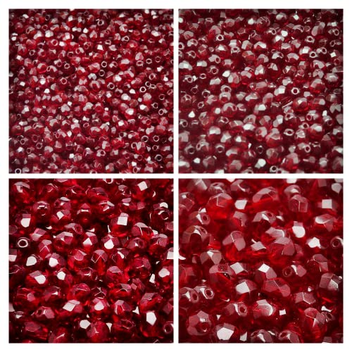 Set aus Tschechischen Fire-Polished Rund Glasperlen in Dunkler Rubin Farbe zum Herstellen von Schmuck und Bastelarbeiten - Verschiedene Größen 3 mm, 4 mm, 6 mm, 8 mm. Insgesamt 275 Stück. Set aus Tschechischen Fire-Polished Rund Glasperlen in Dunkler Rubin Farbe zum Herstellen von Schmuck und Bastelarbeiten - Verschiedene Größen 3 mm, 4 mm, 6 mm, 8 mm. Insgesamt 275 Stück. von SCARA BEADS GET INSPIRED