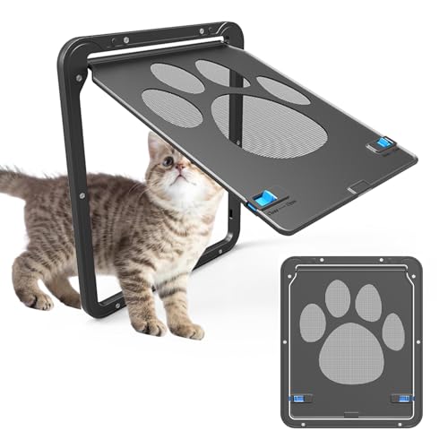SCBOY Einfache Installation Katzenklappe(29 cm * 24 cm) Abschließbar Haustierklappe Fliegengitter mit Magnetverschluss für Kleine Hunde und Katze von SCBOY