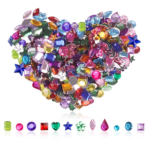 1200 Stück Strasssteine Acryl, Bunt Schmucksteine Set in Verschiedenen Formen Glitzersteine Selbstklebend Crystal Rhinestones, Edelsteine für Bastelarbeiten DIY Dekoration Maniküre Scrapbooking Party von SCDZY