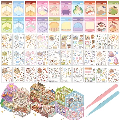 20 Sets Aufkleber Therapie, DIY 3D Aufkleber Szene mit 20 Szenen, Wiederverwendbare 3D Haus Aufkleber, Stress Relief Handwerk, Handyhülle & Notebook Dekor 20 Sets Aufkleber Therapie, DIY 3D Aufkleber Szene mit 20 Szenen, Wiederverwendbare 3D Haus Aufkleber, Stress Relief Handwerk, Handyhülle & Notebook Dekor von SCDZY