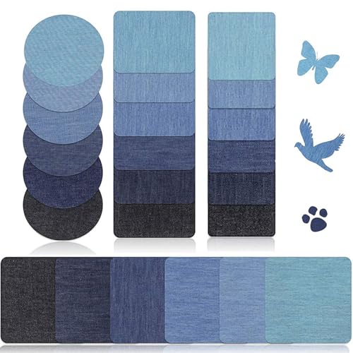 24 Stück Flicken zum Aufbügeln, Aufbügelflicken Jeans Bügelflicken Blau Repair Patches Denim Reparaturflicken Flicken Baumwolle Innen 24 Stück Flicken zum Aufbügeln, Aufbügelflicken Jeans Bügelflicken Blau Repair Patches Denim Reparaturflicken Flicken Baumwolle Innen von SCDZY