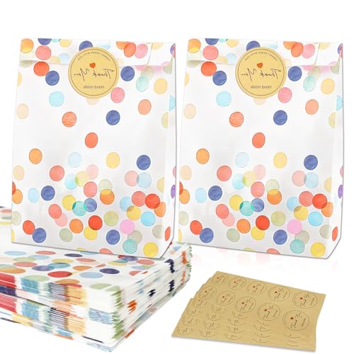 60 Stück Geschenktüten Kindergeburtstag mit 10 Aufkleber, Papiertüten Kindergeburtstag Kraftpapier Tüten, 19 x 13 x 3,5cm Papiertüten Klein, Mitgebsel Tüten für Hochzeiten Partys Weihnachten Geschenk 60 Stück Geschenktüten Kindergeburtstag mit 10 Aufkleber, Papiertüten Kindergeburtstag Kraftpapier Tüten, 19 x 13 x 3,5cm Papiertüten Klein, Mitgebsel Tüten für Hochzeiten Partys Weihnachten Geschenk von SCDZY