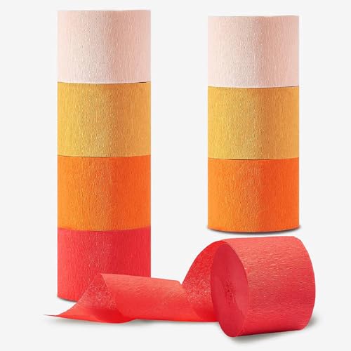 Krepppapier Band Rot, 8 Rollen Kreppbänder Bunt Luftschlangen Papier Streamer Kreppband Bunt Deko für Hochzeit Party Feier Dekoration (4.5 cm x 25 m) von SCDZY