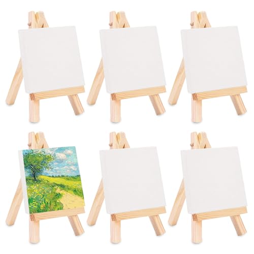 Mini-Leinwand und Staffelei, 6 Stück, Mini-Staffelei aus Holz, 10 x 10 cm Leinwandbrett und 10 x 15 cm Staffelei-Set, Tischplatte, Holzstaffeleien für Handwerk, Öl, Acrylmalerei und Zeichnen, Künstler Mini-Leinwand und Staffelei, 6 Stück, Mini-Staffelei aus Holz, 10 x 10 cm Leinwandbrett und 10 x 15 cm Staffelei-Set, Tischplatte, Holzstaffeleien für Handwerk, Öl, Acrylmalerei und Zeichnen, Künstler von SCDZY