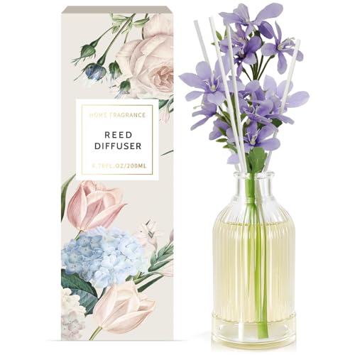 SCENTORINI Raumduft, Duftstäbchen Diffuser, 200ml Baumwolle Räumduft Diffusor mit Duftstäbchen, Raumerfrischer, Natürliche Duftöle, Lufterfrischer, Duftvase für Räume, Büros, Badezimmer Deko - Freesia von SCENTORINI