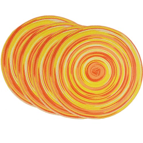 SCF2017 Platzdeckchen Tischset Platzset aus gewebtem Baumwollgarn, rund, hitzebeständig, 30 cm, 4er-Set, Gelb + Orange SCF2017 Platzdeckchen Tischset Platzset aus gewebtem Baumwollgarn, rund, hitzebeständig, 30 cm, 4er-Set, Gelb + Orange von SCF2017