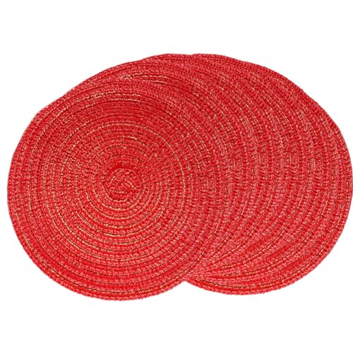 SCF2017 Platzdeckchen aus gewebtem Baumwollgarn, rund, hitzebeständig, 18 cm, Rot, 6 Stück SCF2017 Platzdeckchen aus gewebtem Baumwollgarn, rund, hitzebeständig, 18 cm, Rot, 6 Stück von SCF2017