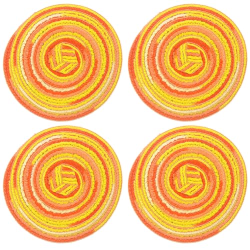 SCF2017 Runde gewebte Baumwollgarn-Untersetzer für Getränke, Tassenmatten, 11 cm, kleine niedliche Platzsets, 4er-Set, gelb + orange SCF2017 Runde gewebte Baumwollgarn-Untersetzer für Getränke, Tassenmatten, 11 cm, kleine niedliche Platzsets, 4er-Set, gelb + orange von SCF2017