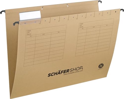 SCHÄFER SHOP Hängemappen bunt – A4 Hängeregister Hängetaschen seitlich offen, inkl. Vollsichtreitern - beige, 25 Stück von SCHÄFER SHOP