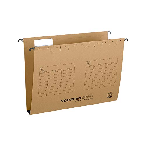 SCHÄFER SHOP Hängesammler 40 mm – A4 Hängeregister Hängemappen Hängetaschen aus Recycling-Karton mit Organisationsaufdruck - beige, 25 Stück von SCHÄFER SHOP