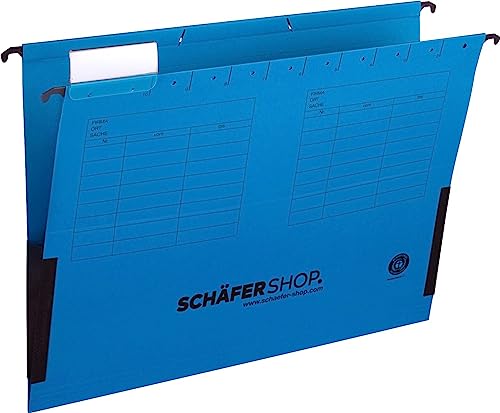 Schäfer Shop Select Hängetasche, DIN A4, seitliche Leinenfrösche, blau, 25 Stück von SCHÄFER SHOP