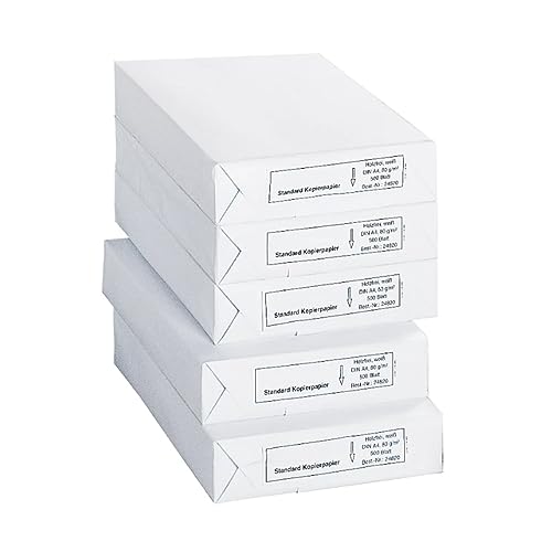 Kopierpapier Standard, DIN A4, 80 g/m², weiß, 1 Karton = 5 x 500 Blatt von SCHÄFER SHOP