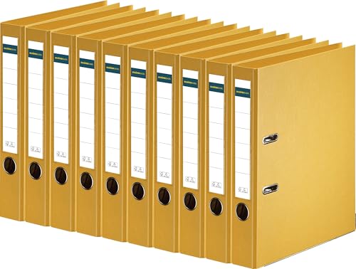 SCHÄFER SHOP Ordner A4 schmal – Ringbuch Aktenordner Büroordner Kunststoffordner - Made in Germany - gelb, 50 mm, 10er Pack von SCHÄFER SHOP