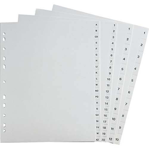SCHÄFER SHOP Register für DIN A4 – Zahlen, 31-teilig – Trennblätter für Ordner, Kunststoffregister - Eurolochung, volldeckend, überbreit - grau, Zahlen 1-31 SCHÄFER SHOP Register für DIN A4 – Zahlen, 31-teilig – Trennblätter für Ordner, Kunststoffregister - Eurolochung, volldeckend, überbreit - grau, Zahlen 1-31 von SCHÄFER SHOP