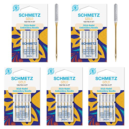 25 Schmetz Gold Titan Sticknadeln Größe 90/14 130/705 H-ET von SCHMETZ