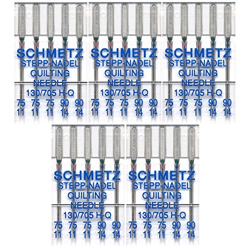 25 verschiedene Quilting Schmetz Nähmaschinennadeln 130/705H h-q Größen 75/11 und 90/14 von SCHMETZ