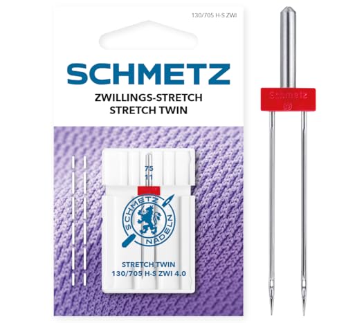 SCHMETZ | 1 Nähmaschinennadel | Zwillings-Stretch | 130/705 H-S ZWI 4.0 | Nadeldicke 4.0/75 | auf jeder gängigen Haushaltsnähmaschine einsetzbar von SCHMETZ