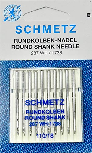 SCHMETZ 10 (Rundkolben) Nähmaschinen Nadeln 287 WH/1738 Stärke 110/18 von SCHMETZ