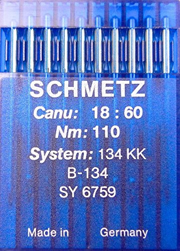 SCHMETZ 10 (Rundkolben) Nähmaschinen Nadeln System 134 KK (Industrie) NM 110 Size 18 von SCHMETZ