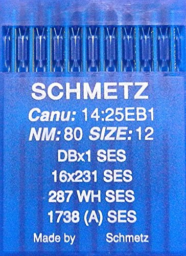 SCHMETZ 10 Rundkolben Industrie Nähmaschinennadeln System 287 / WH SES 1738 (A) Stärke 80 von SCHMETZ
