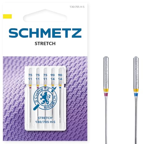 SCHMETZ | 5 Nähmaschinennadeln | Stretch | 130/705 H-S | Nadeldicke 75/11-90/14 | auf jeder gängigen Haushaltsnähmaschine einsetzbar von SCHMETZ