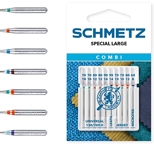 SCHMETZ Combi Special Large | Packung mit 10 Nähmaschinennadeln für verschiedene Materialien | Beliebteste Nadeldicken von SCHMETZ