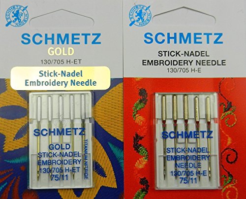 SCHMETZ Nadel Sortiment Gold Titanium Embroidery Sticknadeln St. 75/11 von SCHMETZ