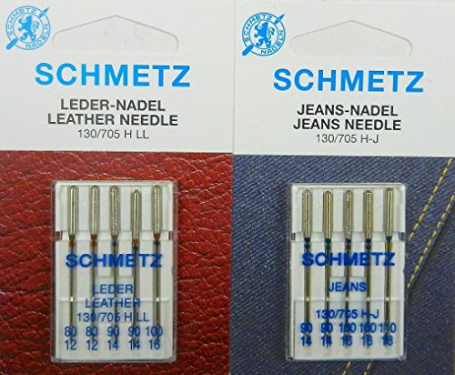 SCHMETZ Nadelsortiment Leder & Jeans 10 Nähmaschinen Nadeln System 130/705 von SCHMETZ