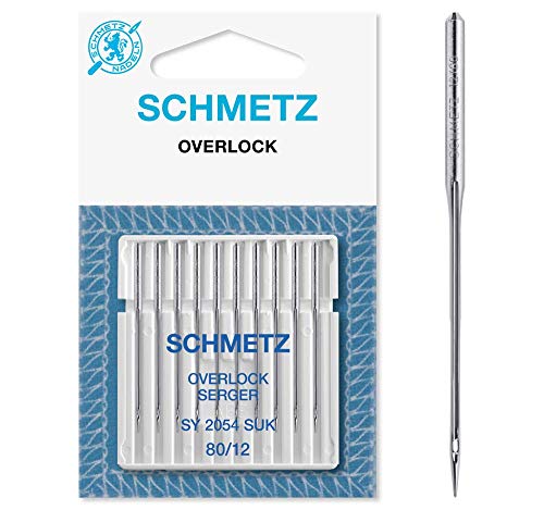 SCHMETZ Nähmaschinen-Nadeln | 10 Overlock-Nadeln | Nadelsystem SY 2054 SUK und 16x75 SUK | Nadeldicke 80/12 | Geeignet für das Verarbeiten von Jersey, Strick- und Wirkwaren von SCHMETZ