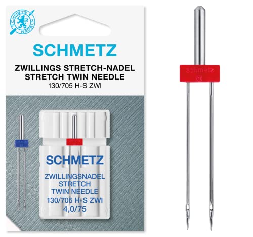 SCHMETZ Nähmaschinennadel | 1 Zwillings-Stretch-Nadel 4,0/75 | 130/705 H-S ZWI NE 4,0 | Auf nahezu allen Haushaltsnähmaschinen mit Zickzack-Funktion einsetzbar von SCHMETZ