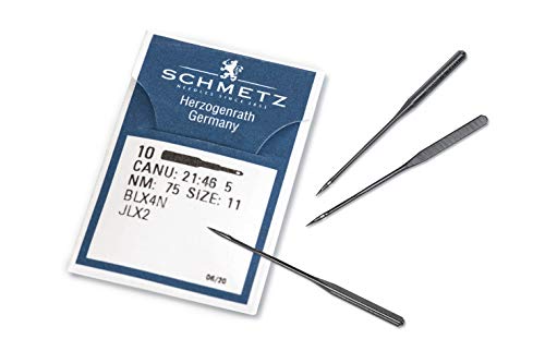 SCHMETZ | 10 Nähmaschinennadeln | Overlock | BLx4N / JLx2 | Nadeldicke 75/11 | Hinweis: Kürzere Nadelspitze und ein 2 mm längerer Kolben als Overlock ELx705 von SCHMETZ