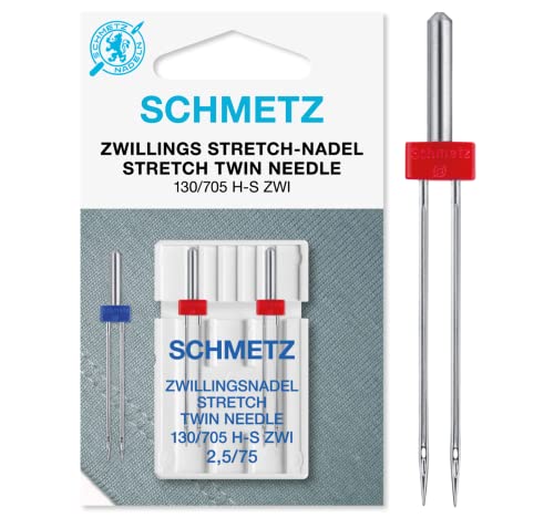 SCHMETZ Nähmaschinennadel | 2 Zwillings-Stretch-Nadeln 2,5/75 | 130/705 H-S ZWI NE 2,5 | Auf nahezu allen Haushaltsnähmaschinen mit Zickzack-Funktion einsetzbar SCHMETZ Nähmaschinennadel | 2 Zwillings-Stretch-Nadeln 2,5/75 | 130/705 H-S ZWI NE 2,5 | Auf nahezu allen Haushaltsnähmaschinen mit Zickzack-Funktion einsetzbar von SCHMETZ