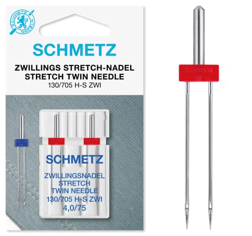 SCHMETZ Nähmaschinennadel | 2 Zwillings-Stretch-Nadeln 4,0/75 | 130/705 H-S ZWI NE 4,0 | Auf nahezu allen Haushaltsnähmaschinen mit Zickzack-Funktion einsetzbar von SCHMETZ