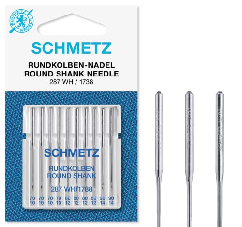SCHMETZ Nähmaschinennadeln | 10 Rundkolben-Nadeln | System 287 WH, 1738, DBx1 und SY 2270 | Nadeldicke 4x 70/10 / 4x 80/12 / 2x 90/14 | Mit Rundkolben SCHMETZ Nähmaschinennadeln | 10 Rundkolben-Nadeln | System 287 WH, 1738, DBx1 und SY 2270 | Nadeldicke 4x 70/10 / 4x 80/12 / 2x 90/14 | Mit Rundkolben von SCHMETZ