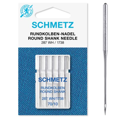 SCHMETZ Nähmaschinennadel 287 WH und DBx1 | 5 Rundkolbennadeln für die Systeme 287 WH, DBx1, 1738 und SY 2270 | Nadeldicke: 70/10 von SCHMETZ