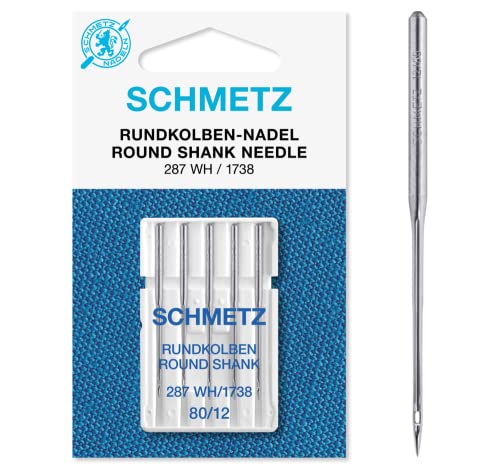 SCHMETZ Nähmaschinennadel 287 WH und DBx1 | 5 Rundkolbennadeln für die Systeme 287 WH, DBx1, 1738 und SY 2270 | Nadeldicke: 80/12 von SCHMETZ