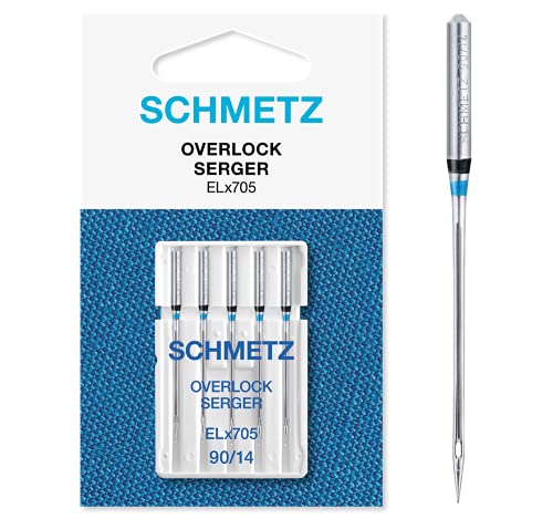 SCHMETZ Nähmaschinennadel | 5 Overlock-Nadeln | Nadelsysteme ELx705 und SY 2022 | Nadeldicke: 90/14 von SCHMETZ