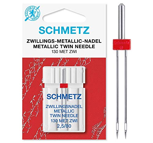 SCHMETZ Nähmaschinennadel Zwillings-Metallic-Nadel 2,5/80 | 130 MET ZWI für Haushaltsnähmaschinen von SCHMETZ