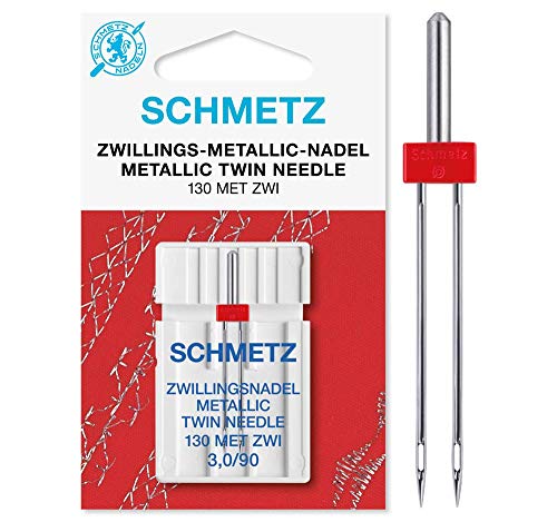 SCHMETZ | 1 Nähmaschinennadel | Zwillings-Metallic | 130/705 H-MET ZWI 3.0 | Nadeldicke 3.0/90 | auf jeder gängigen Haushaltsnähmaschine einsetzbar von SCHMETZ