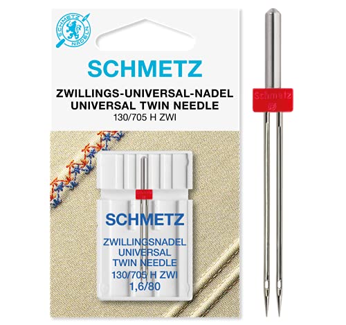 SCHMETZ Nähmaschinennadel Zwillings-Universal-Nadel 1,6/80 | 130/705 H ZWI NE 1.6 | Auf allen Haushaltsnähmaschinen mit Zickzack-Funktion einsetzbar von SCHMETZ