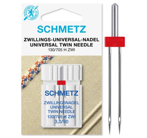 SCHMETZ | 1 Nähmaschinennadel | Zwillings-Universal | 130/705 H ZWI 3.0 | Nadeldicke 3.0/90 | auf jeder gängigen Haushaltsnähmaschine einsetzbar von SCHMETZ