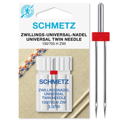 SCHMETZ Nähmaschinennadel Zwillings-Universal-Nadel 3,0/90 | 130/705 H ZWI NE 3.0 | Auf allen Haushaltsnähmaschinen mit Zickzack-Funktion einsetzbar von SCHMETZ