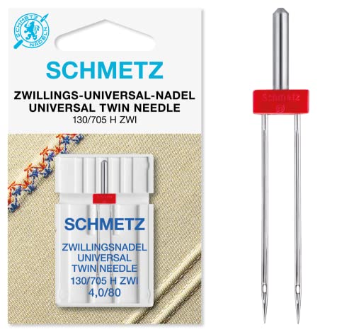 SCHMETZ | 1 Nähmaschinennadel | Zwillings-Universal | 130/705 H ZWI 4.0 | Nadeldicke 4.0/80 | auf jeder gängigen Haushaltsnähmaschine einsetzbar SCHMETZ | 1 Nähmaschinennadel | Zwillings-Universal | 130/705 H ZWI 4.0 | Nadeldicke 4.0/80 | auf jeder gängigen Haushaltsnähmaschine einsetzbar von SCHMETZ