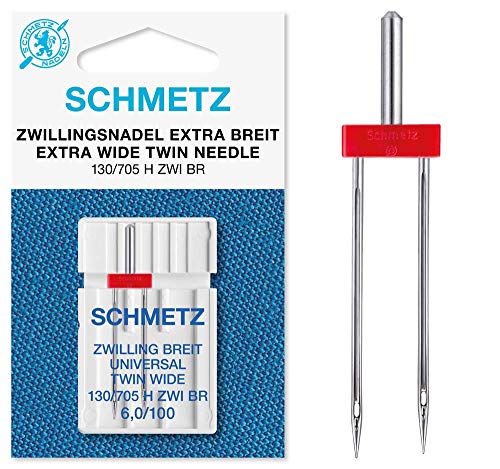 SCHMETZ Nähmaschinennadel Zwillings-Universal-Nadel 6,0/100 | 130/705 H ZWI NE 6.0 | Auf allen Haushaltsnähmaschinen mit Zickzack-Funktion einsetzbar von SCHMETZ