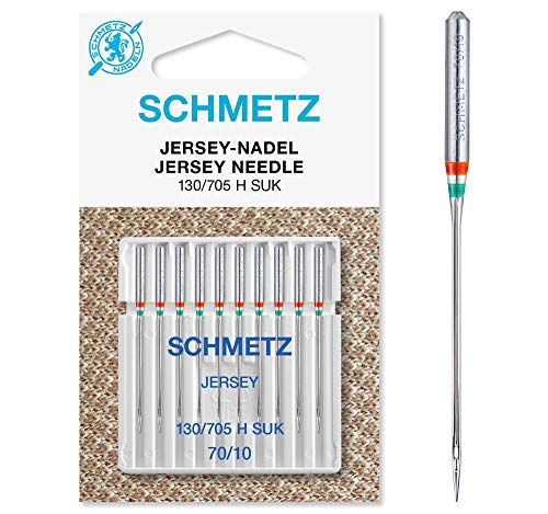 SCHMETZ | 10 Nähmaschinennadeln | Jersey | 130/705 H SUK | Nadeldicke 70/10 | auf jeder gängigen Haushaltsnähmaschine einsetzbar von SCHMETZ