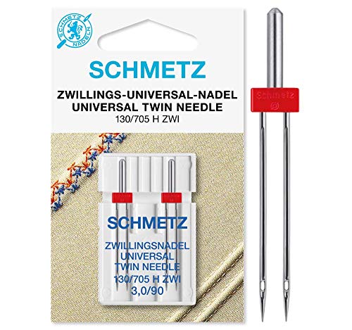 SCHMETZ Nähmaschinennadeln 2 Zwillings-Universal-Nadeln 3,0/90 | 130/705 H ZWI 3.0 | Auf allen Haushaltsnähmaschinen mit Zickzack-Funktion einsetzbar von SCHMETZ